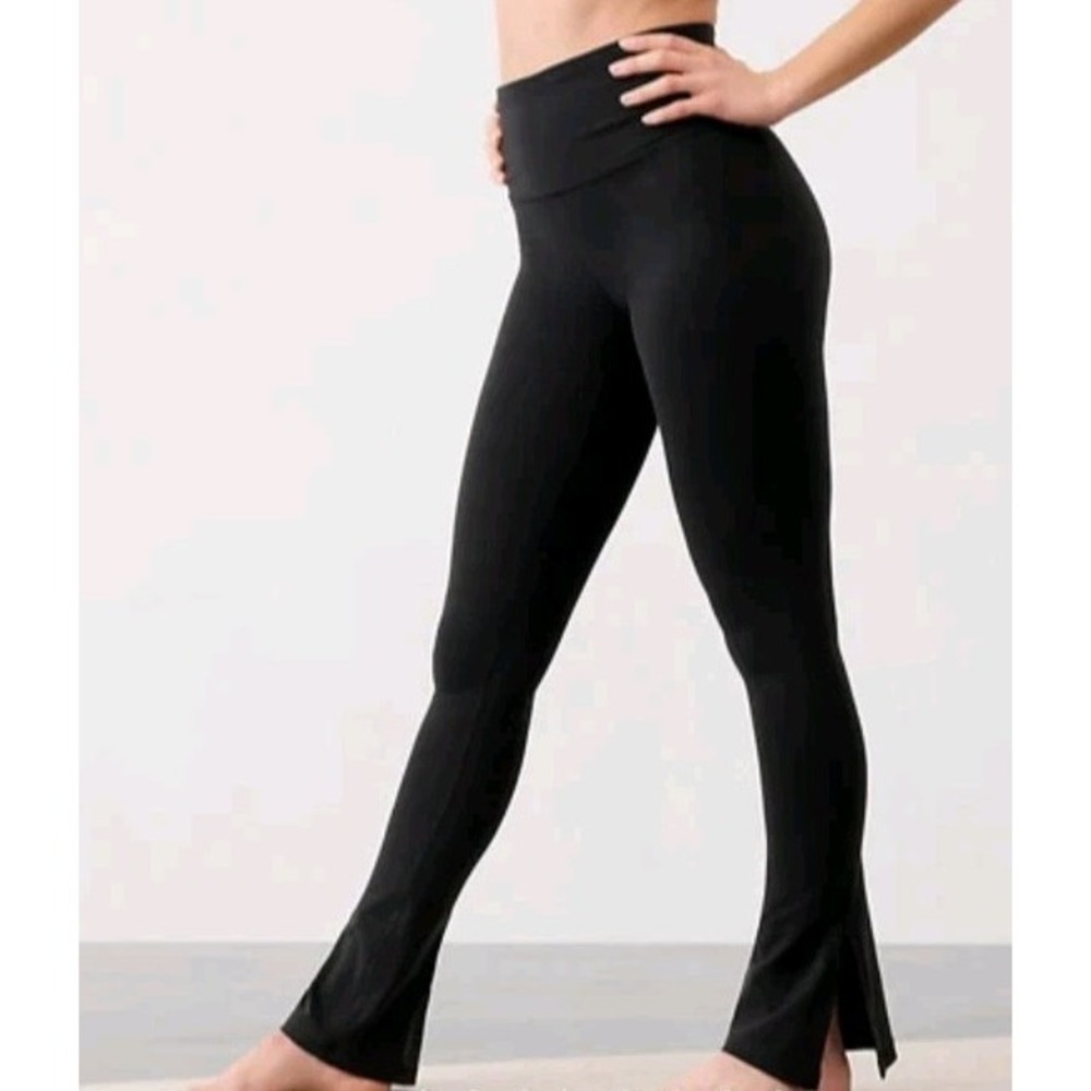 New Athleta Elation High Rise Split Slim Flare Pant Legging Black Size XL Yoga‎